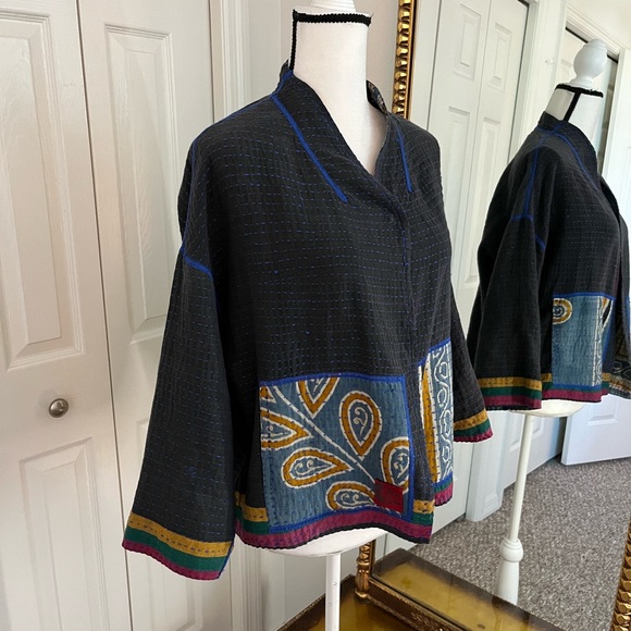 Mieko Vintage Cotton Kantha Reversible Jacket. Artwear at its Finest! Size 1/Sm - Picture 7 of 10